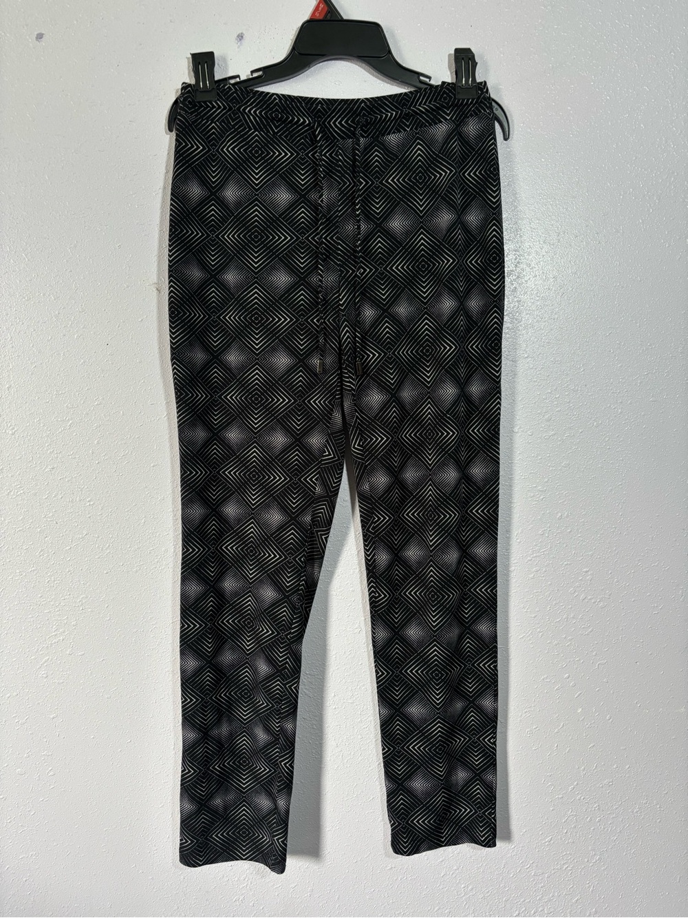 Cato Black Geometric Print Pull-On Pants